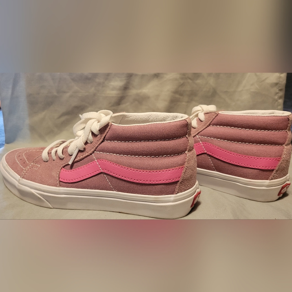 Vans Pink and White High-Top Sneakers